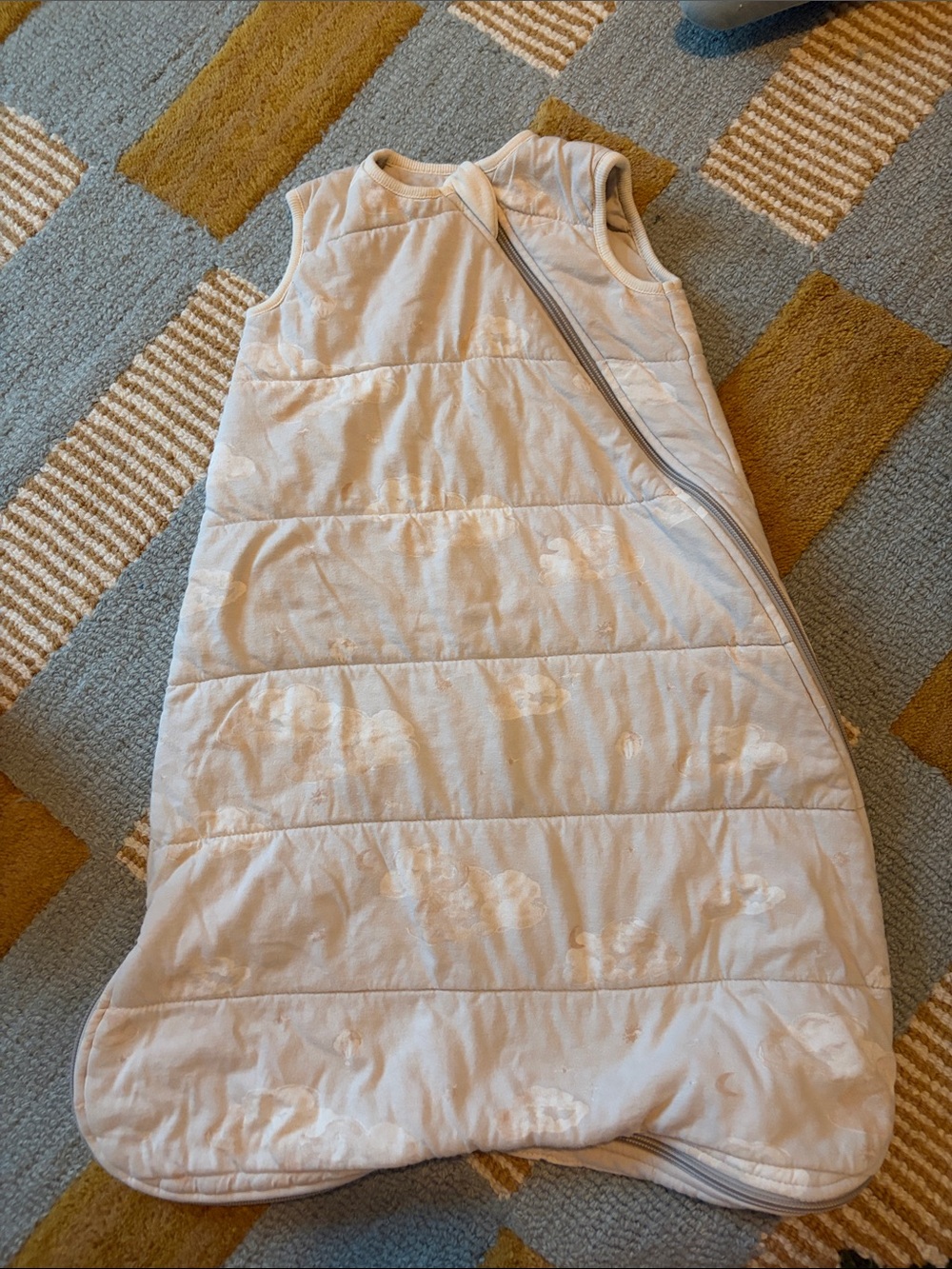 Light Gray Quilted Burts Bees Sleep Sack with Side Zipper